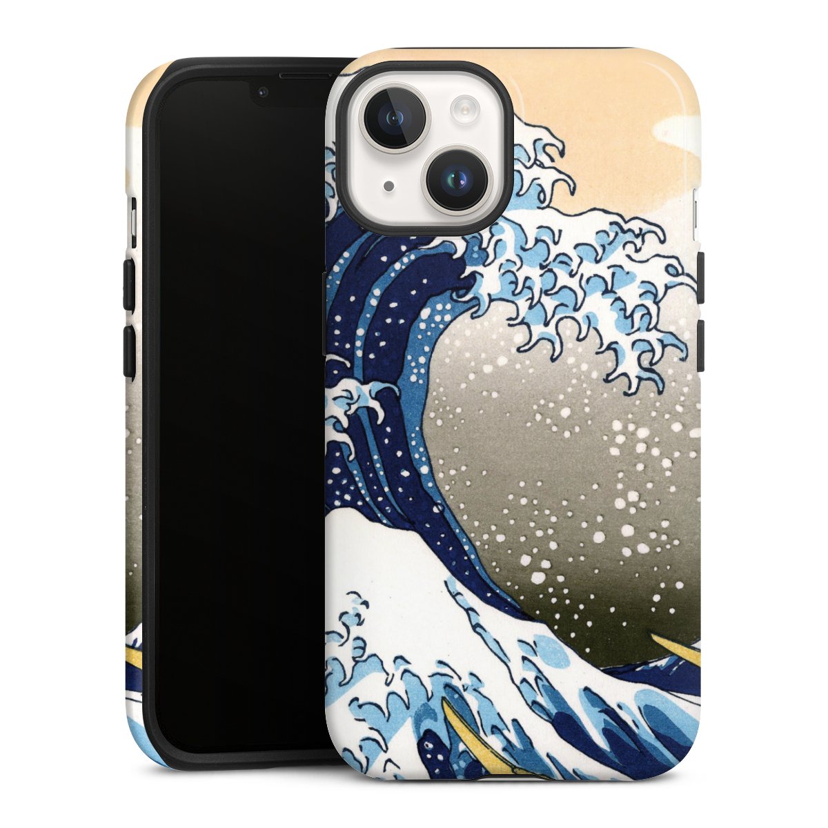 iPhone 14 Handy Panzer Handyhülle robuste Outdoor Hülle Schutzhülle glänzend Kunst Katsushika Hokusai Die Große Welle Vor Kanagawa Tough Case