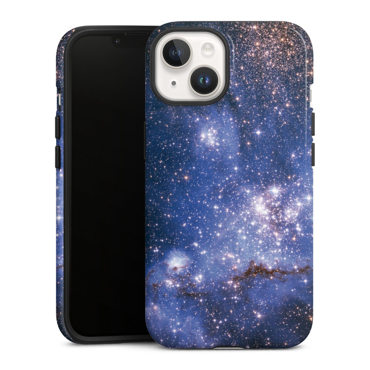 iPhone 14 Handy Panzer Handyhülle robuste Outdoor Hülle Schutzhülle glänzend Weltall Galaxy Weltraum Tough Case