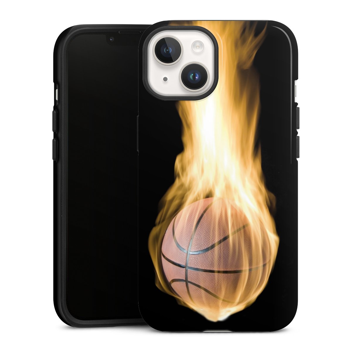 iPhone 14 Handy Panzer Handyhülle robuste Outdoor Hülle Schutzhülle glänzend Basketball Sports Fire Tough Case