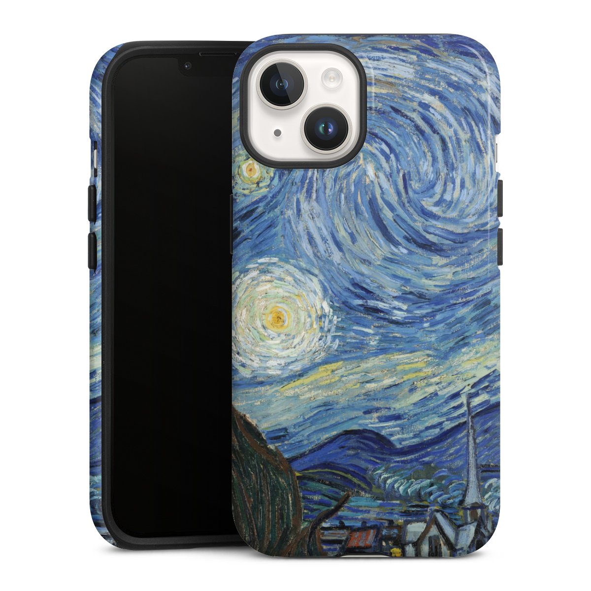 iPhone 14 Handy Panzer Handyhülle robuste Outdoor Hülle Schutzhülle glänzend The Starry Night Kunst Vincent Van Gogh Tough Case