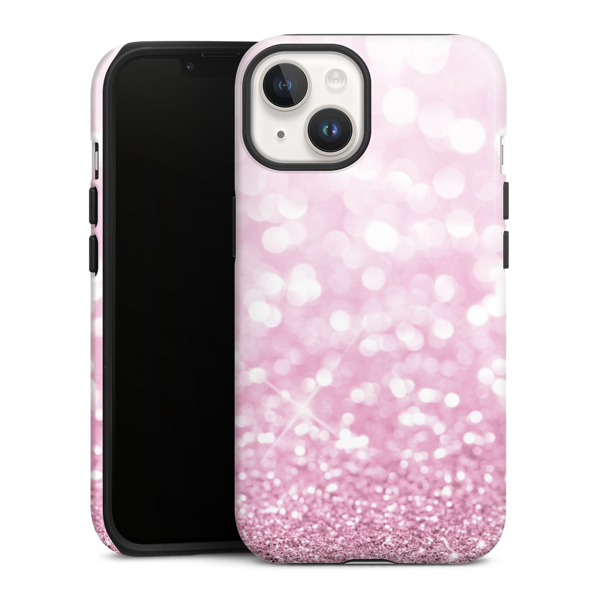 iPhone 14 Handy Panzer Handyhülle robuste Outdoor Hülle Schutzhülle glänzend Glitzer Pink Shine Tough Case