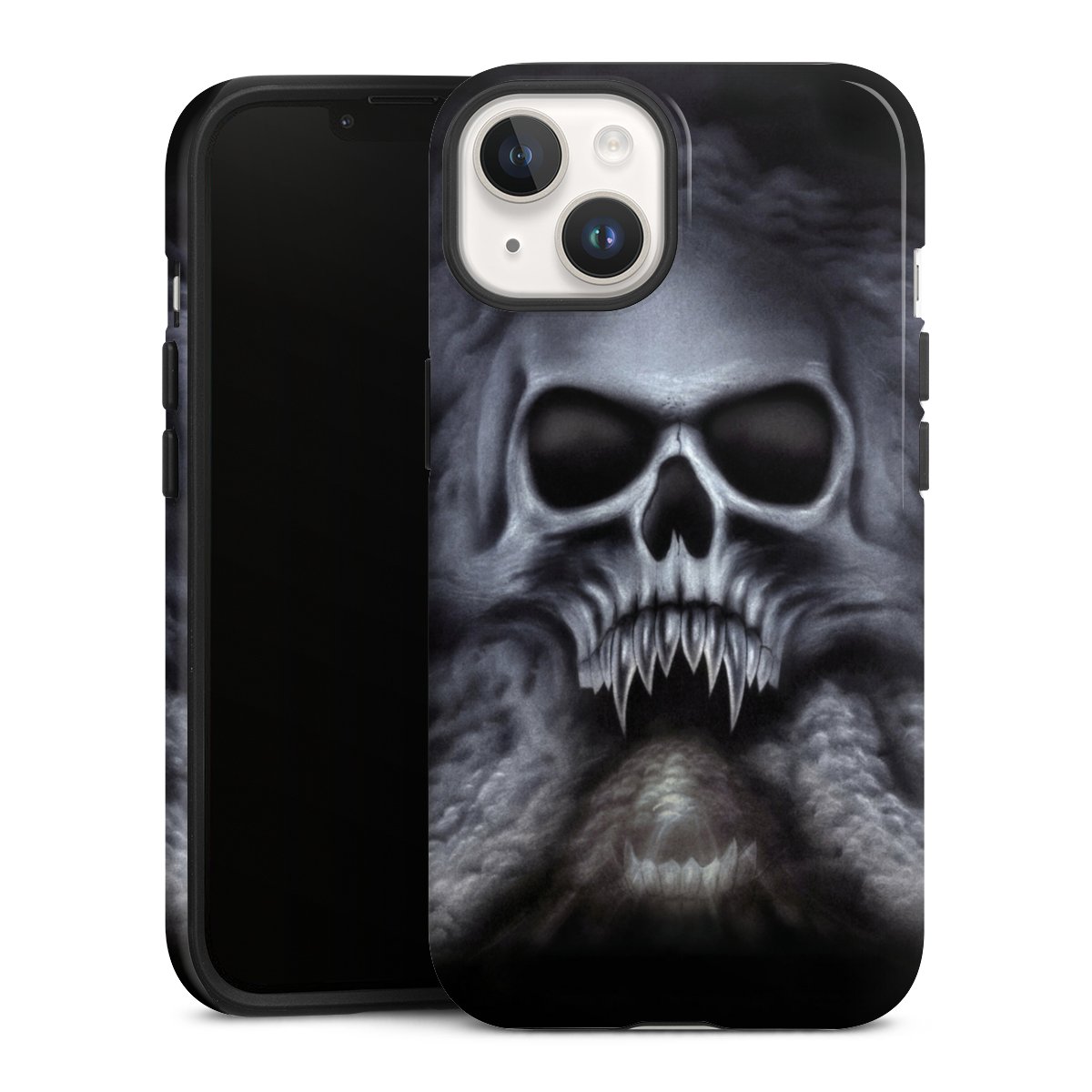 iPhone 14 Handy Panzer Handyhülle robuste Outdoor Hülle Schutzhülle glänzend Totenkopf Skull Tough Case