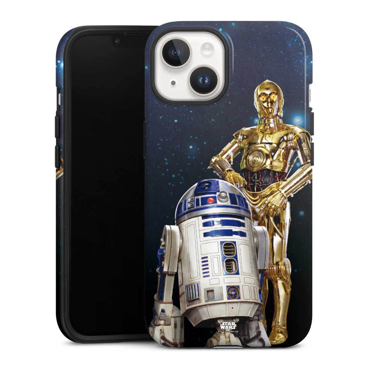 iPhone 14 Handy Panzer Handyhülle robuste Outdoor Hülle Schutzhülle glänzend Weltall Star Wars R2d2 Tough Case