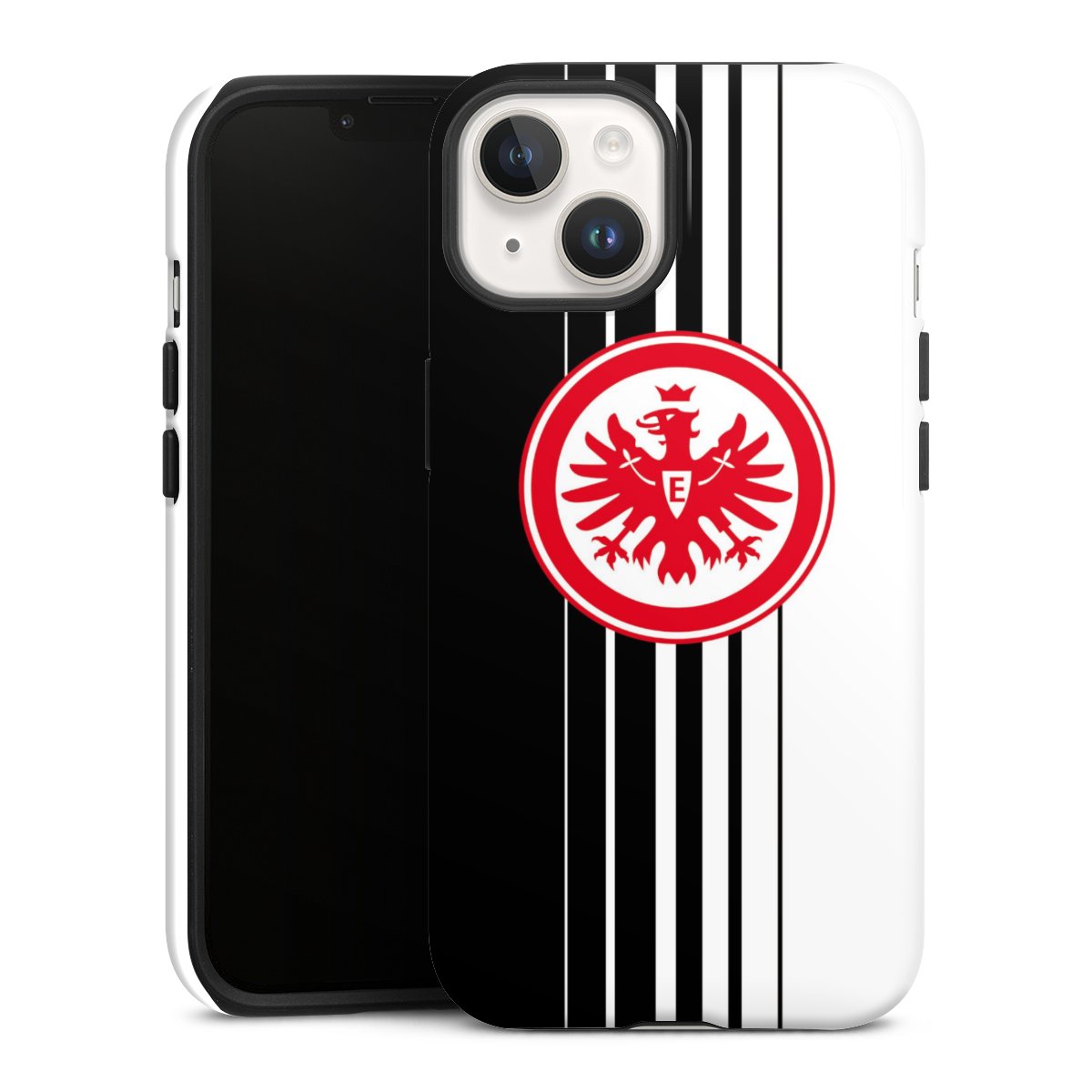 iPhone 14 Handy Panzer Handyhülle robuste Outdoor Hülle Schutzhülle glänzend Stripes Eintracht Frankfurt Official Licensed Product Tough Case