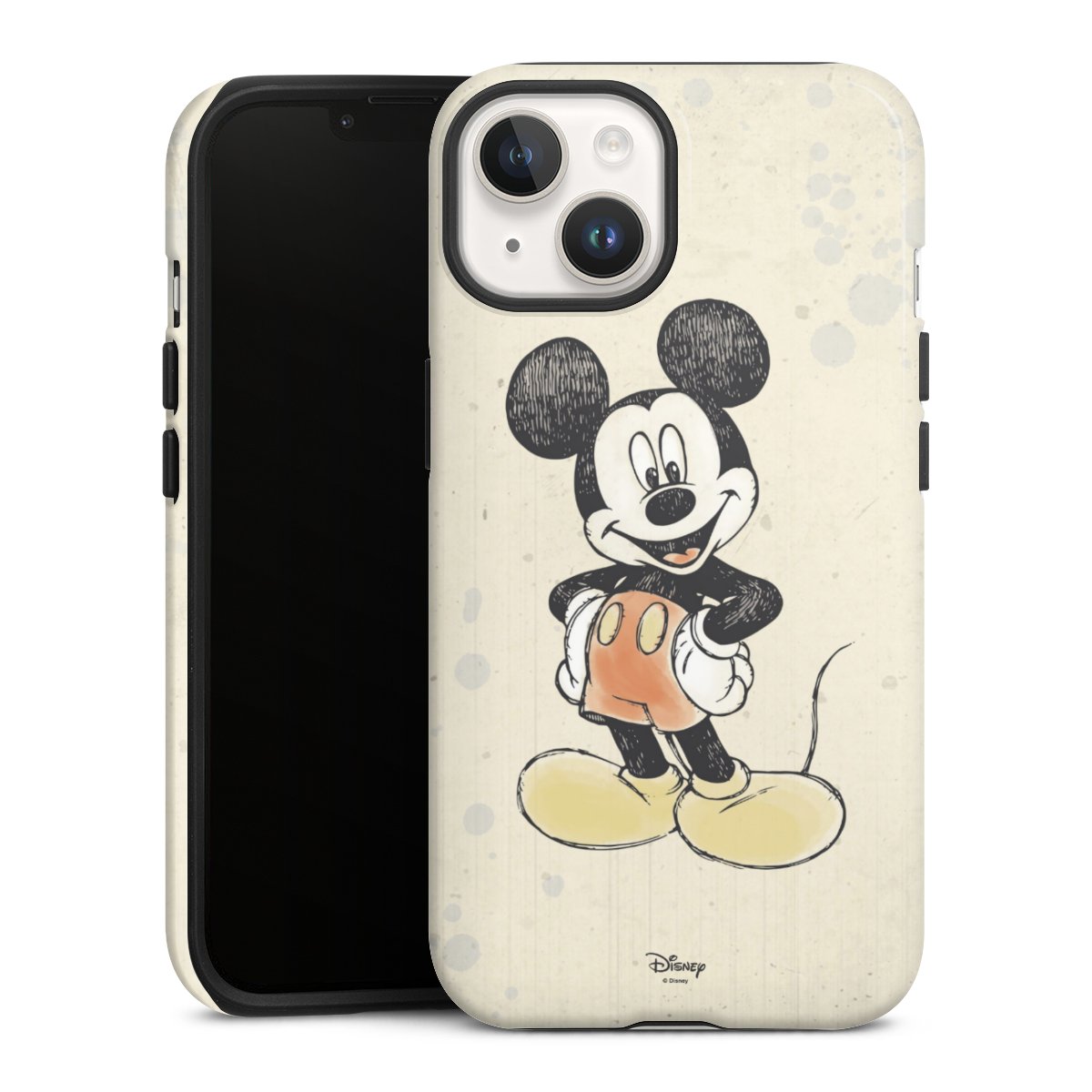 iPhone 14 Handy Panzer Handyhülle robuste Outdoor Hülle Schutzhülle glänzend Water Colour Mickey & Minnie Mouse Official Licensed Product Tough Case