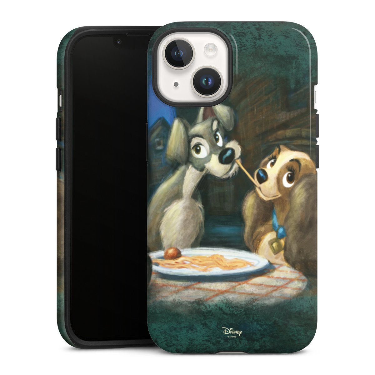 iPhone 14 Handy Panzer Handyhülle robuste Outdoor Hülle Schutzhülle glänzend Lady And The Tramp Official Licensed Product Disney Tough Case