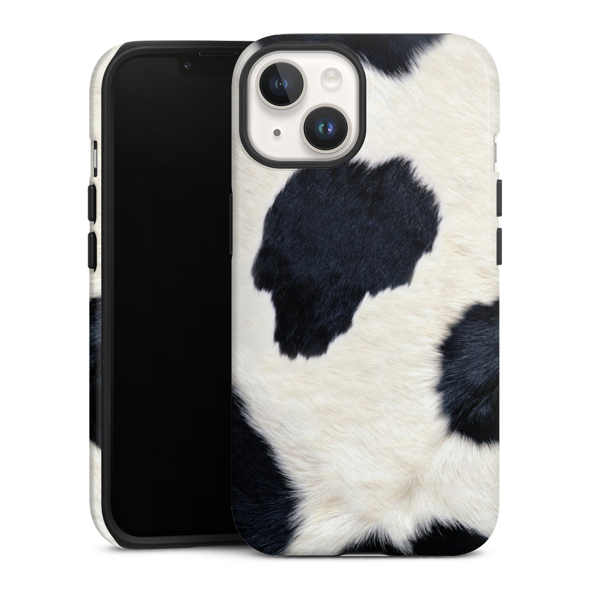 iPhone 14 Handy Panzer Handyhülle robuste Outdoor Hülle Schutzhülle glänzend Animal Look Animal Print Cow Skin Tough Case