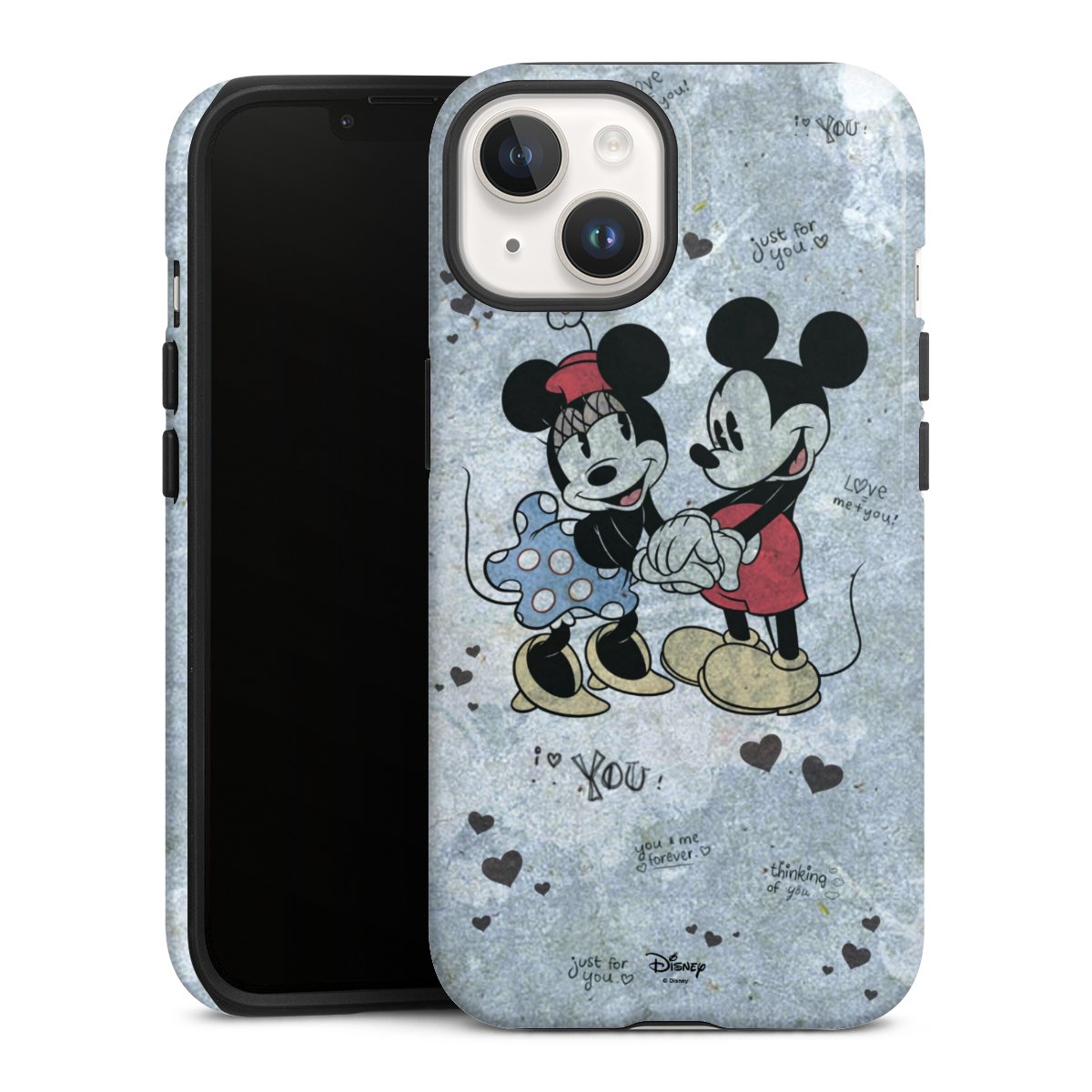 iPhone 14 Handy Panzer Handyhülle robuste Outdoor Hülle Schutzhülle glänzend Mickey & Minnie Mouse Vintage Disney Tough Case