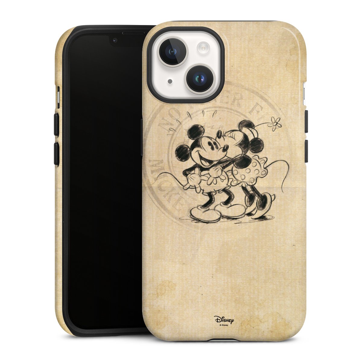 iPhone 14 Handy Panzer Handyhülle robuste Outdoor Hülle Schutzhülle glänzend Mickey Mouse Vintage Minnie Mouse Tough Case