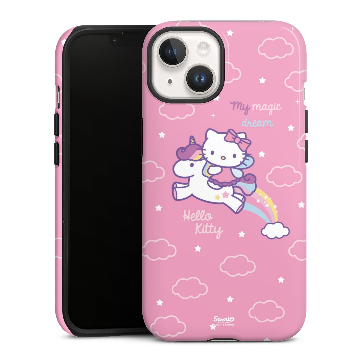 iPhone 14 Handy Panzer Handyhülle robuste Outdoor Hülle Schutzhülle glänzend Einhorn Official Licensed Product Hello Kitty Tough Case