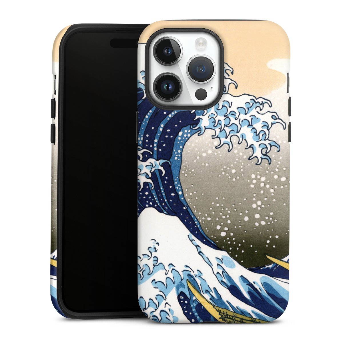 iPhone 14 Pro Max Handy Panzer Handyhülle robuste Outdoor Hülle Schutzhülle matt Kunst Katsushika Hokusai Die Große Welle Vor Kanagawa Tough Case