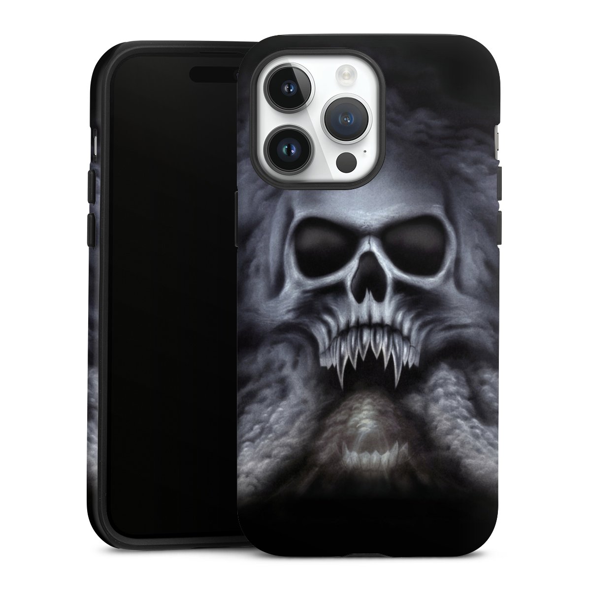 iPhone 14 Pro Max Handy Panzer Handyhülle robuste Outdoor Hülle Schutzhülle matt Totenkopf Skull Tough Case