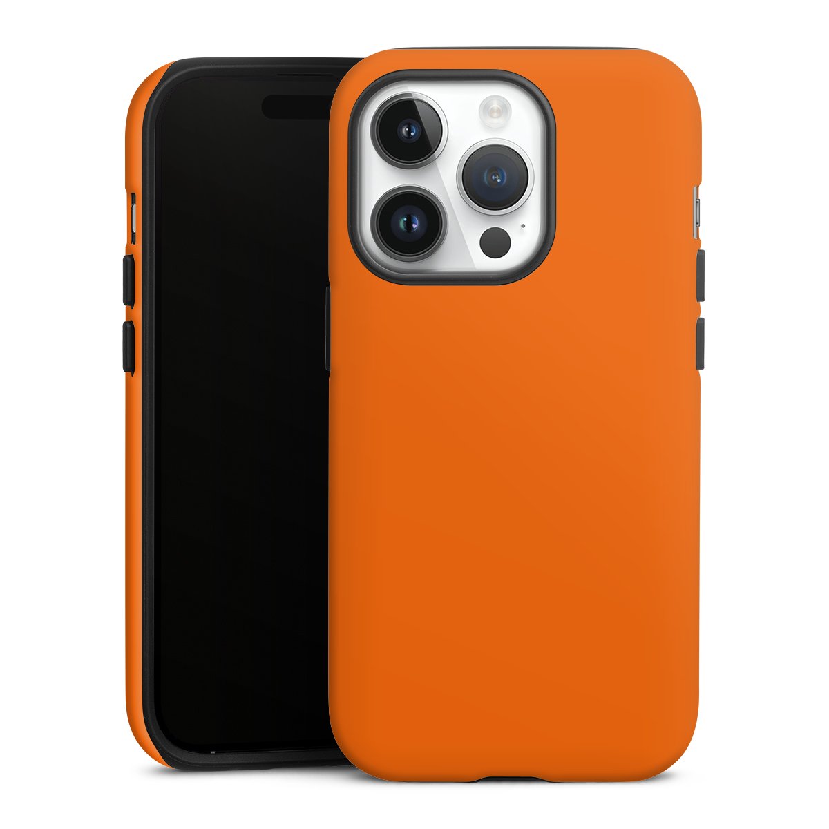 iPhone 14 Pro Handy Panzer Handyhülle robuste Outdoor Hülle Schutzhülle matt Orange Colour Unicoloured Tough Case