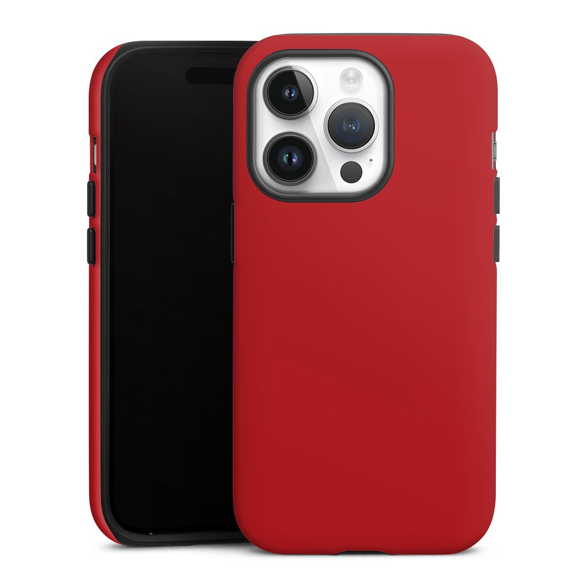 iPhone 14 Pro Handy Panzer Handyhülle robuste Outdoor Hülle Schutzhülle matt Colour Unicoloured Red Tough Case