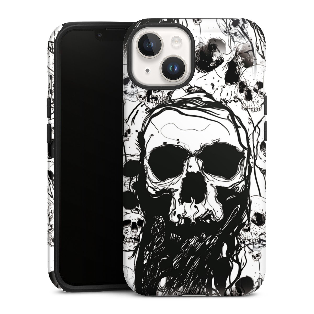 iPhone 14 Handy Panzer Handyhülle robuste Outdoor Hülle Schutzhülle matt Totenkopf Halloween Tough Case