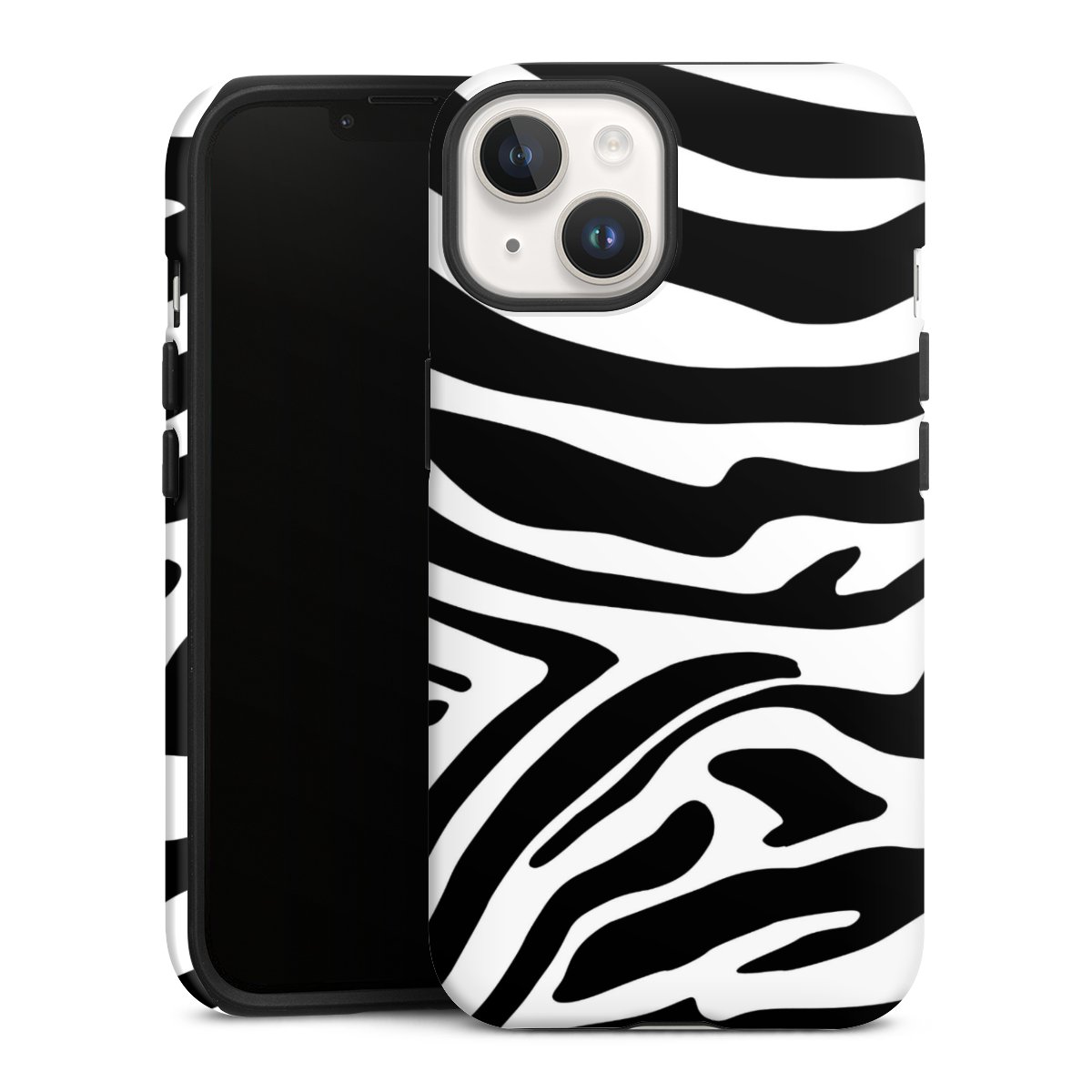 iPhone 14 Handy Panzer Handyhülle robuste Outdoor Hülle Schutzhülle matt Zebra Animal Look Animal Print Tough Case