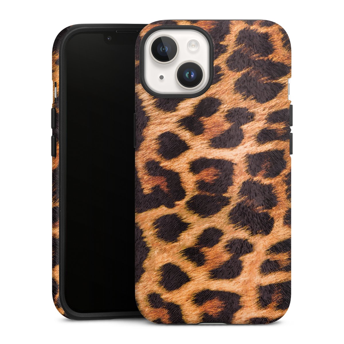 iPhone 14 Handy Panzer Handyhülle robuste Outdoor Hülle Schutzhülle matt Animal Print Leopard Fur Tough Case