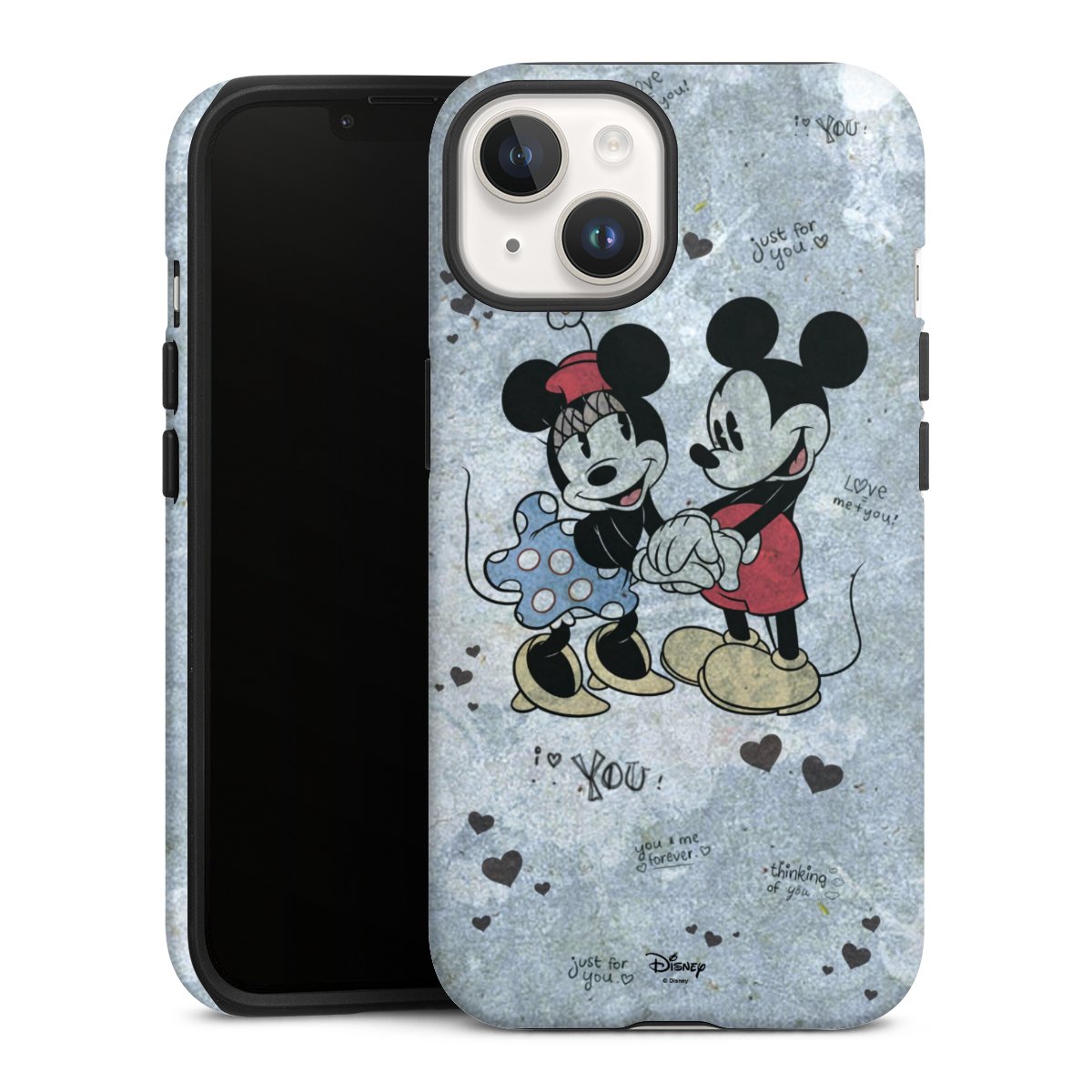 iPhone 14 Handy Panzer Handyhülle robuste Outdoor Hülle Schutzhülle matt Mickey & Minnie Mouse Vintage Disney Tough Case