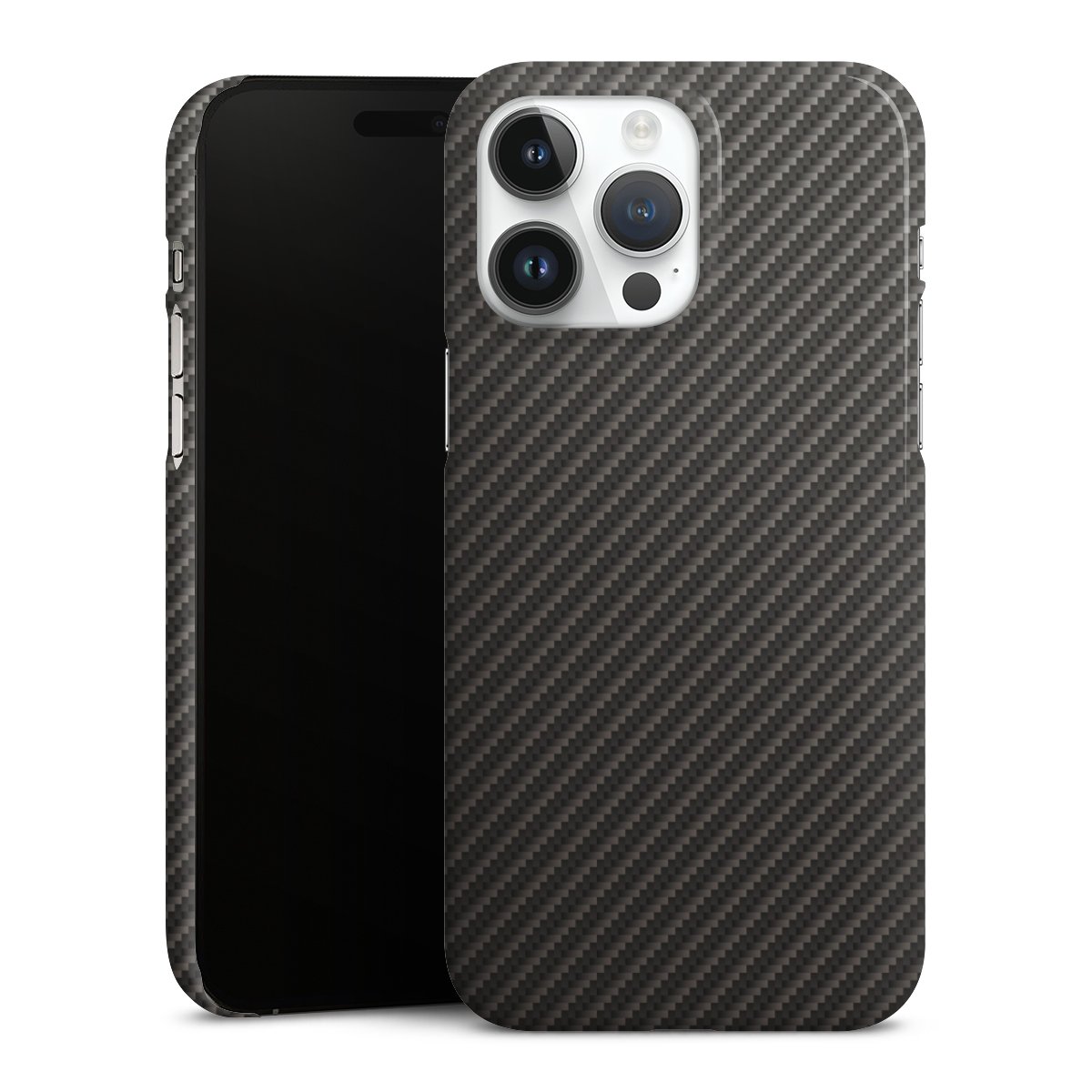 iPhone 14 Pro Max Handy Premium Case Smartphone Handyhülle Schutzhülle glänzend Metallic Look Carbon Muster Premium Case