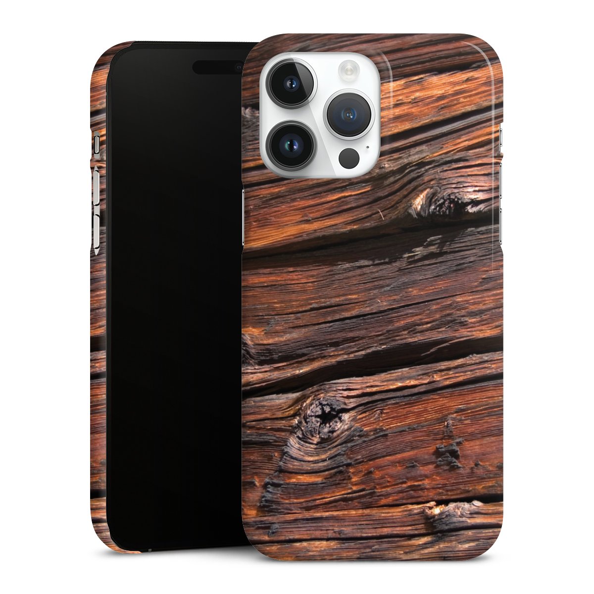 iPhone 14 Pro Max Handy Premium Case Smartphone Handyhülle Schutzhülle glänzend Beams Wooden Look Wood Premium Case