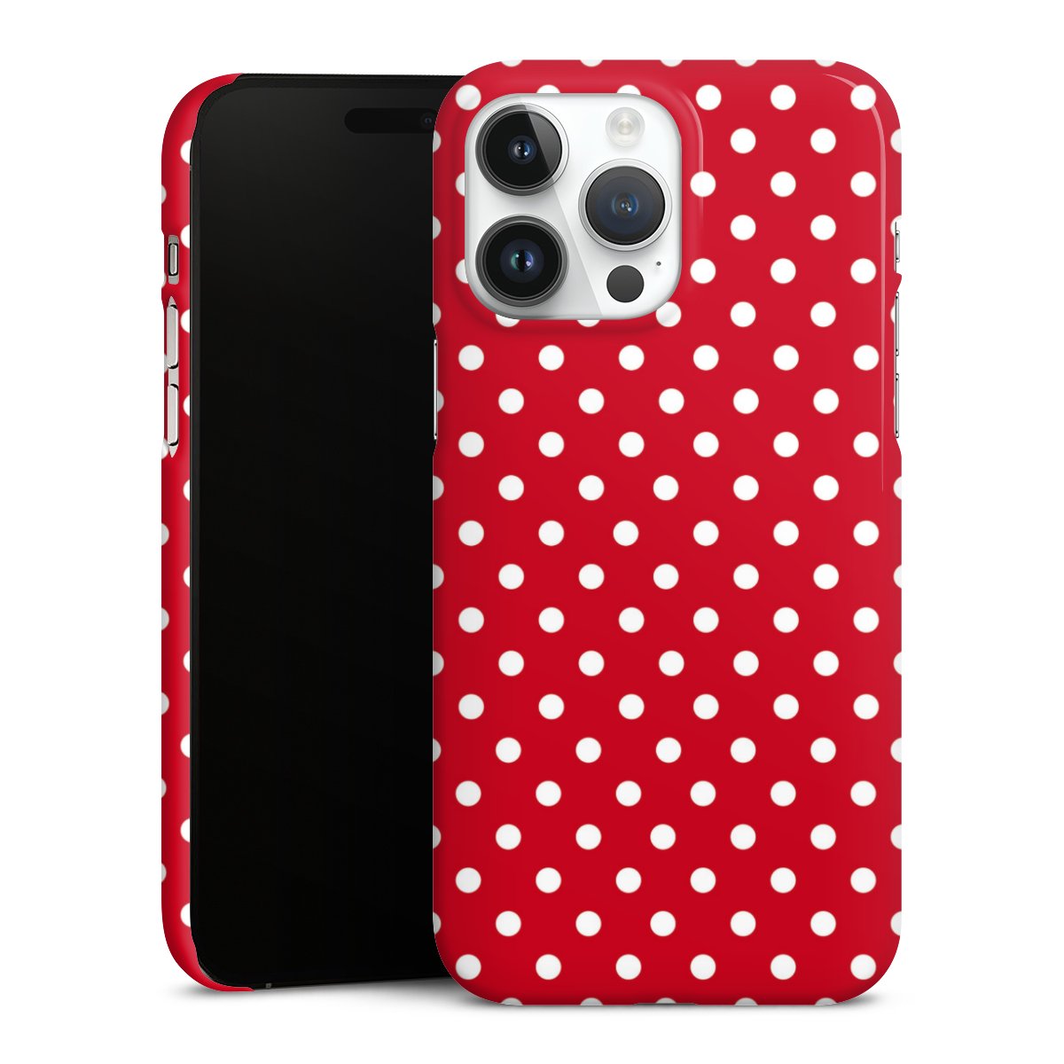 iPhone 14 Pro Max Handy Premium Case Smartphone Handyhülle Schutzhülle glänzend Points Polka Dots Retro Premium Case