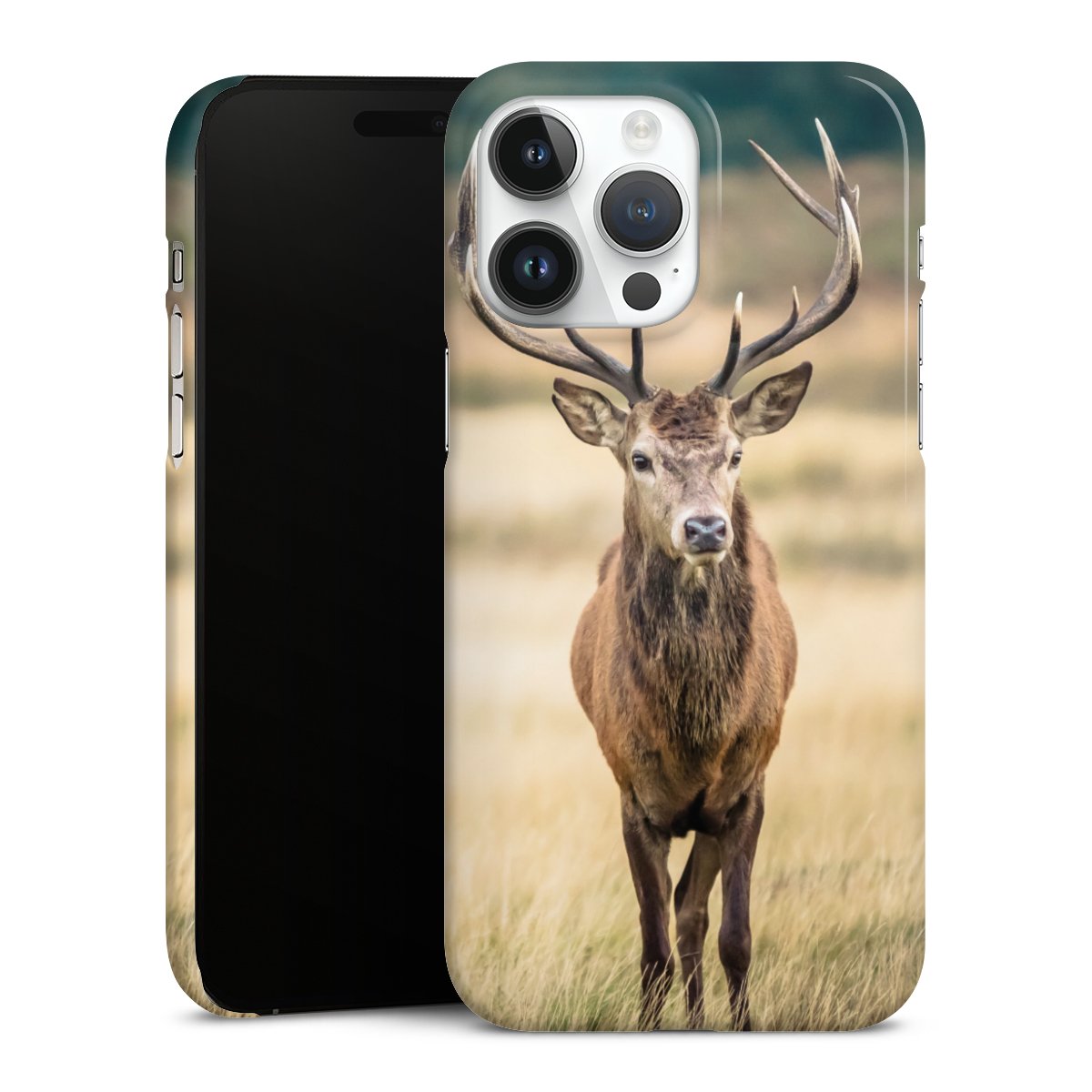 iPhone 14 Pro Max Handy Premium Case Smartphone Handyhülle Schutzhülle glänzend Deer Meadow Forrest Premium Case