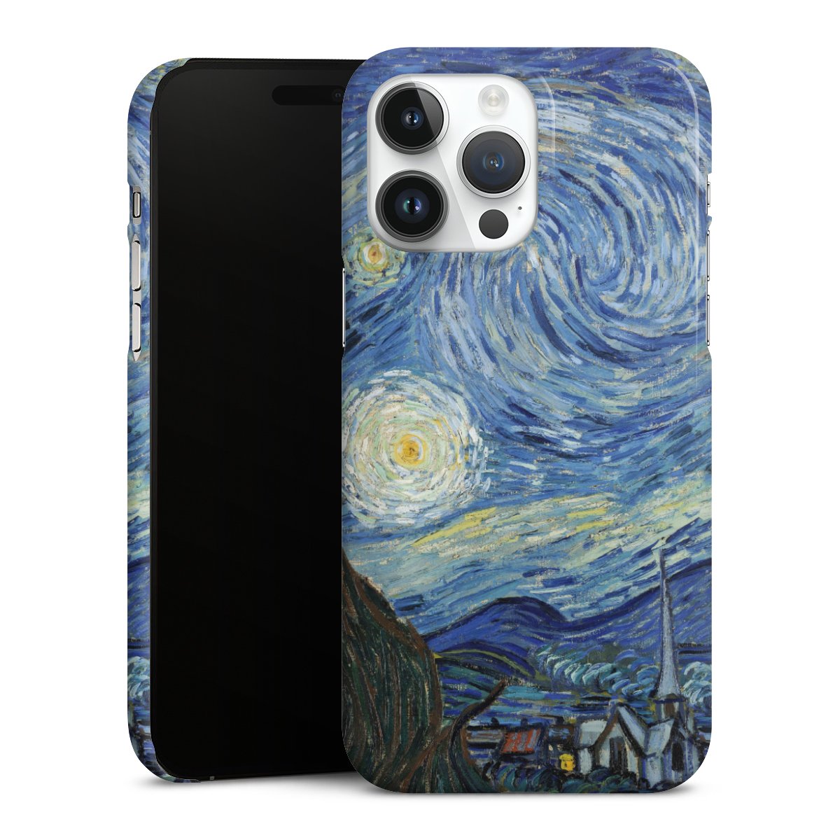 iPhone 14 Pro Max Handy Premium Case Smartphone Handyhülle Schutzhülle glänzend The Starry Night Kunst Vincent Van Gogh Premium Case