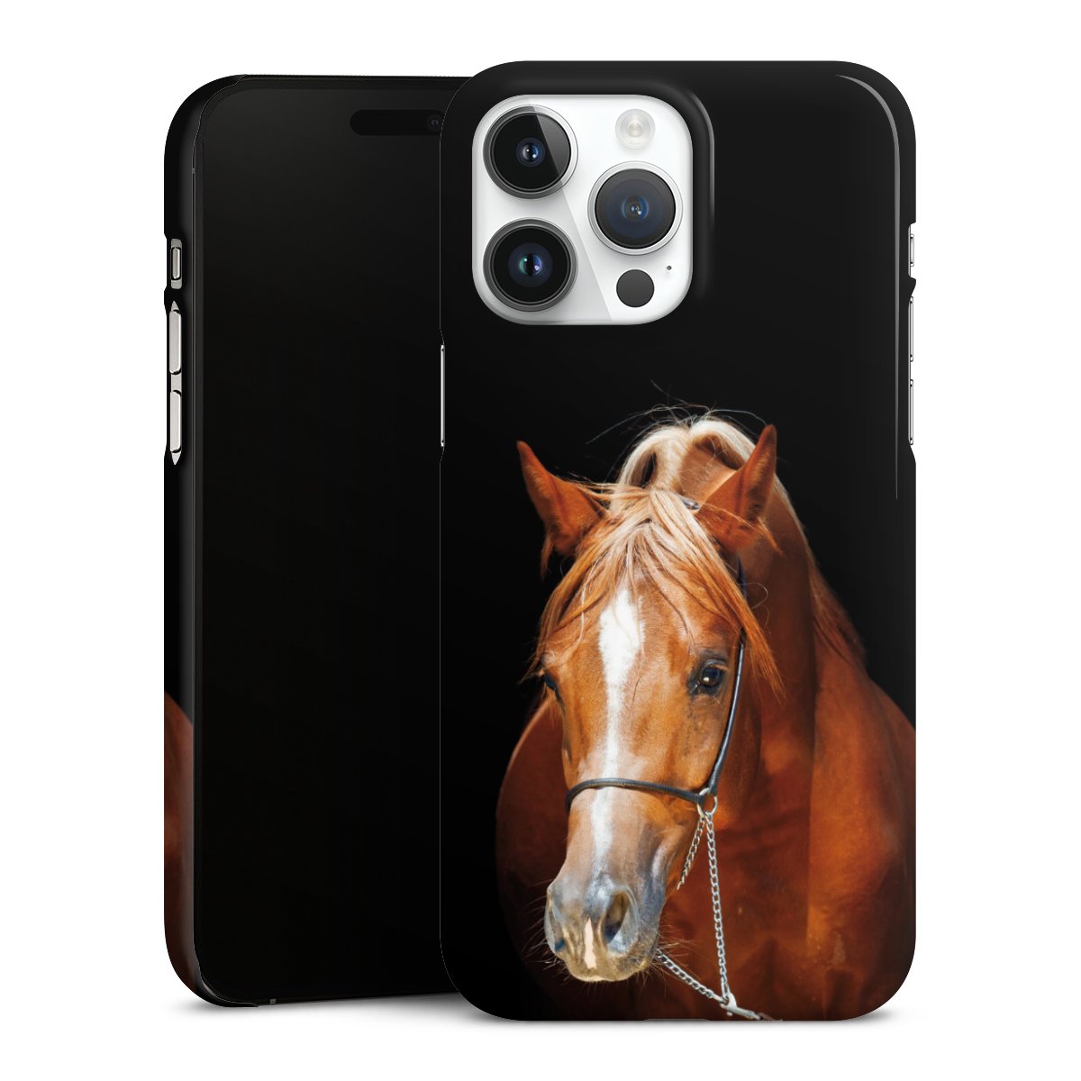 iPhone 14 Pro Max Handy Premium Case Smartphone Handyhülle Schutzhülle glänzend Mare Horse Hobby Premium Case