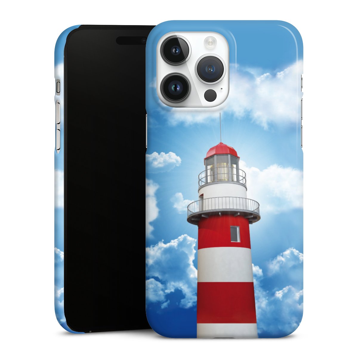 iPhone 14 Pro Max Handy Premium Case Smartphone Handyhülle Schutzhülle glänzend Lighthouse Sky Cloud Premium Case