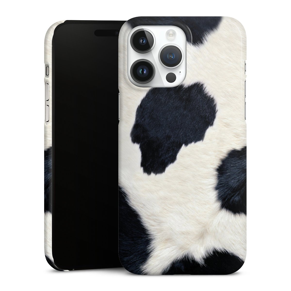 iPhone 14 Pro Max Handy Premium Case Smartphone Handyhülle Schutzhülle glänzend Animal Look Animal Print Cow Skin Premium Case