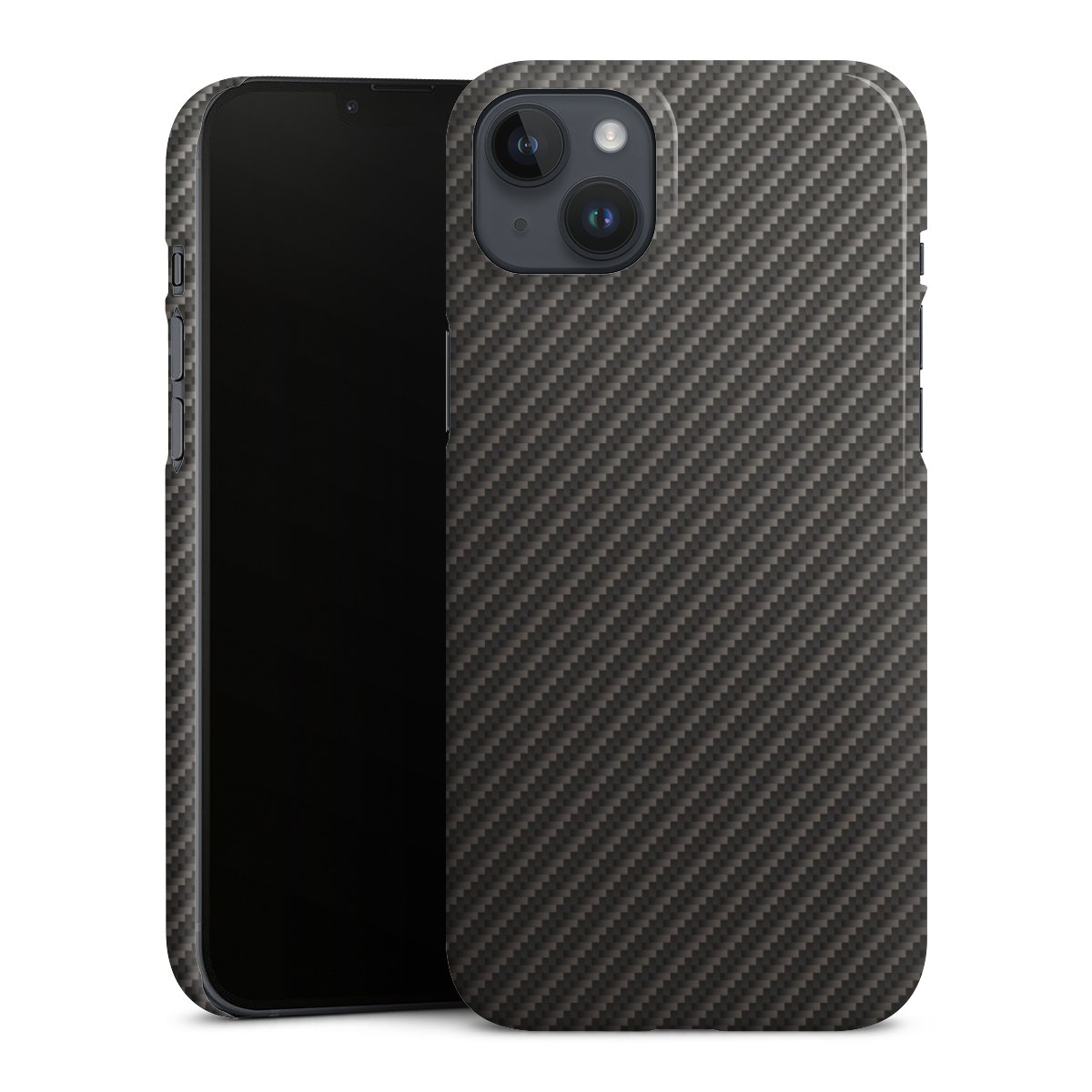 iPhone 14 Plus Handy Premium Case Smartphone Handyhülle Schutzhülle glänzend Carbon Muster Metallic Look Premium Case