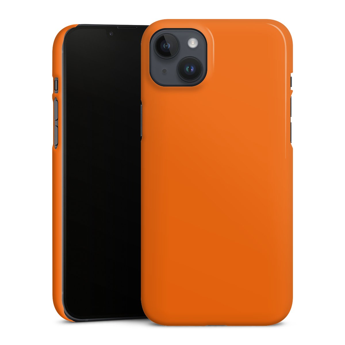 iPhone 14 Plus Handy Premium Case Smartphone Handyhülle Schutzhülle glänzend Colour Unicoloured Orange Premium Case