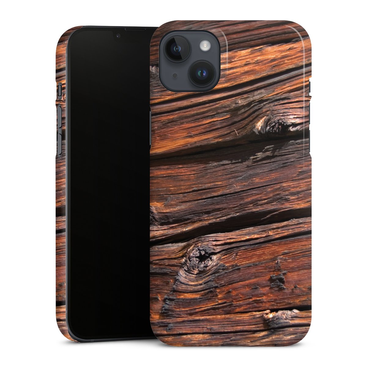 iPhone 14 Plus Handy Premium Case Smartphone Handyhülle Schutzhülle glänzend Wooden Look Beams Wood Premium Case