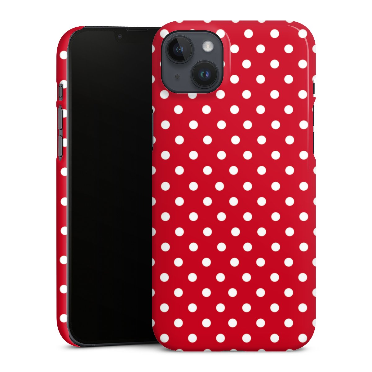 iPhone 14 Plus Handy Premium Case Smartphone Handyhülle Schutzhülle glänzend Polka Dots Retro Points Premium Case