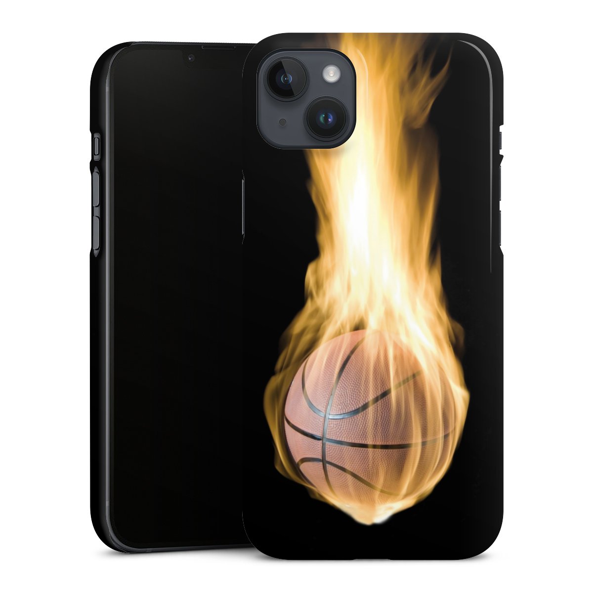 iPhone 14 Plus Handy Premium Case Smartphone Handyhülle Schutzhülle glänzend Sports Basketball Fire Premium Case