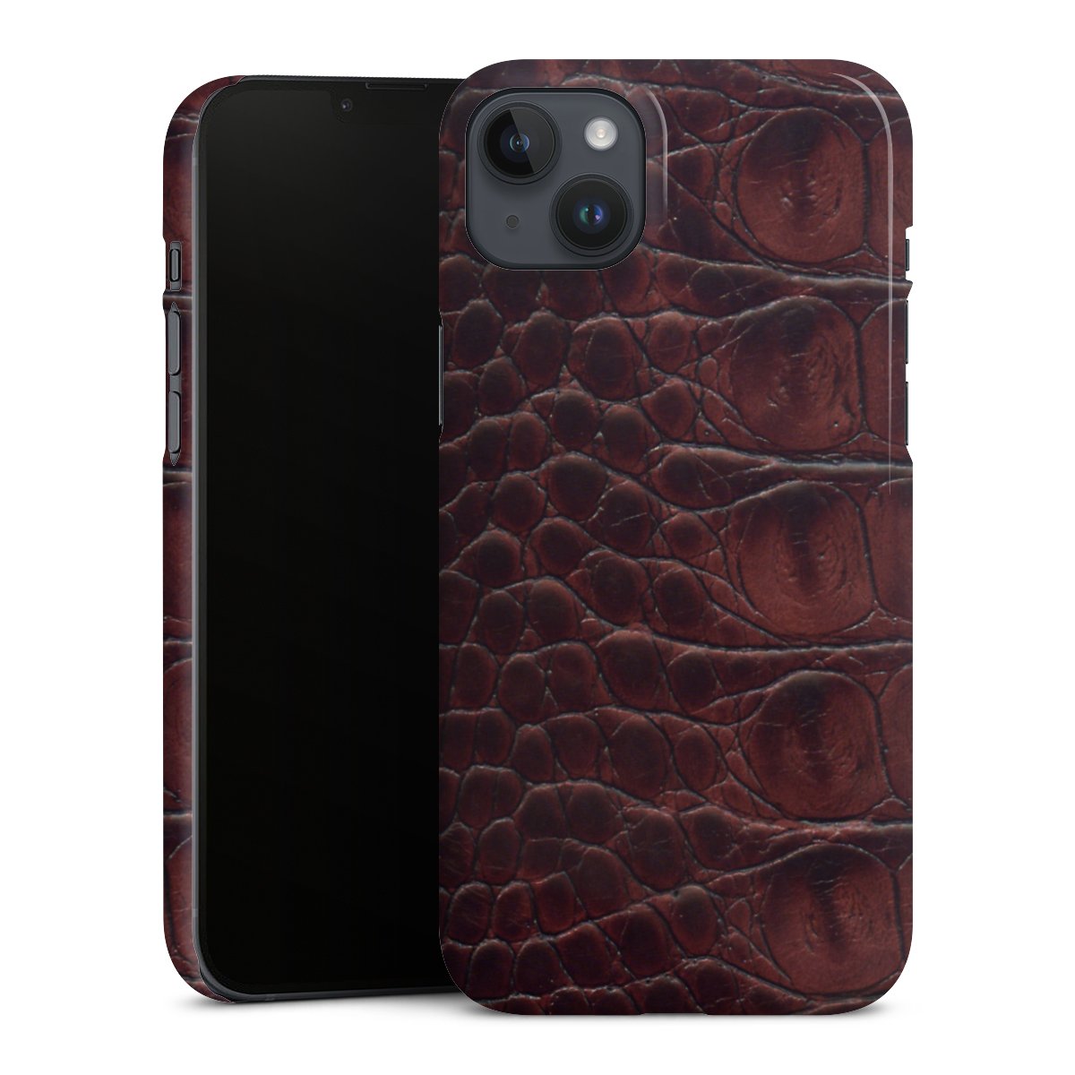 iPhone 14 Plus Handy Premium Case Smartphone Handyhülle Schutzhülle glänzend Crocodile Animal Print Leather Premium Case