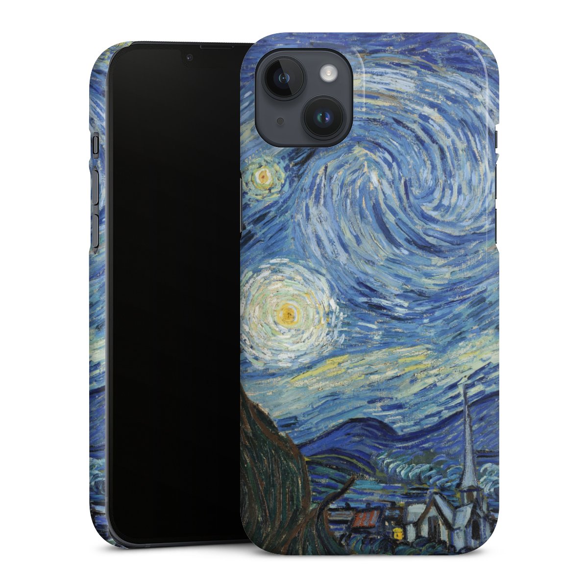 iPhone 14 Plus Handy Premium Case Smartphone Handyhülle Schutzhülle glänzend Kunst The Starry Night Vincent Van Gogh Premium Case