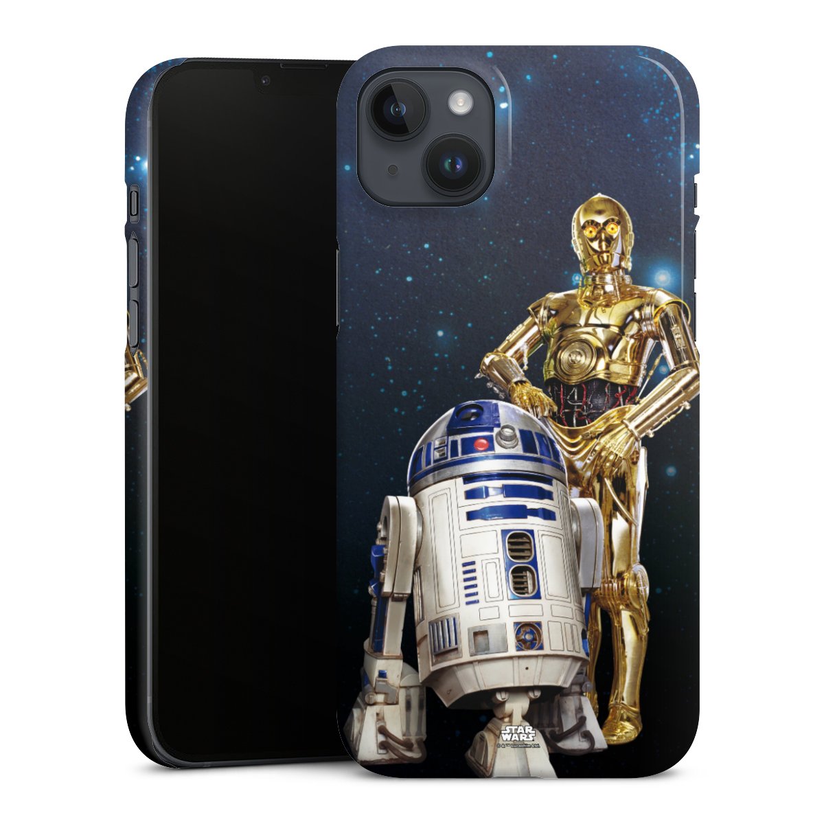 iPhone 14 Plus Handy Premium Case Smartphone Handyhülle Schutzhülle glänzend Weltall R2d2 Star Wars Premium Case