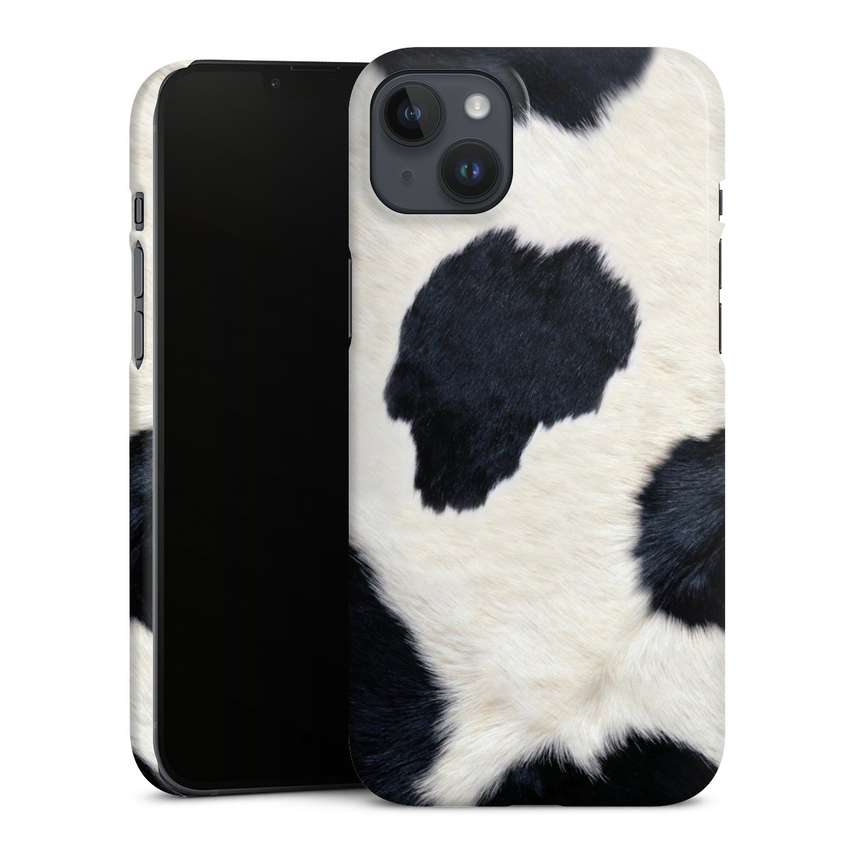 iPhone 14 Plus Handy Premium Case Smartphone Handyhülle Schutzhülle glänzend Animal Look Animal Print Cow Skin Premium Case