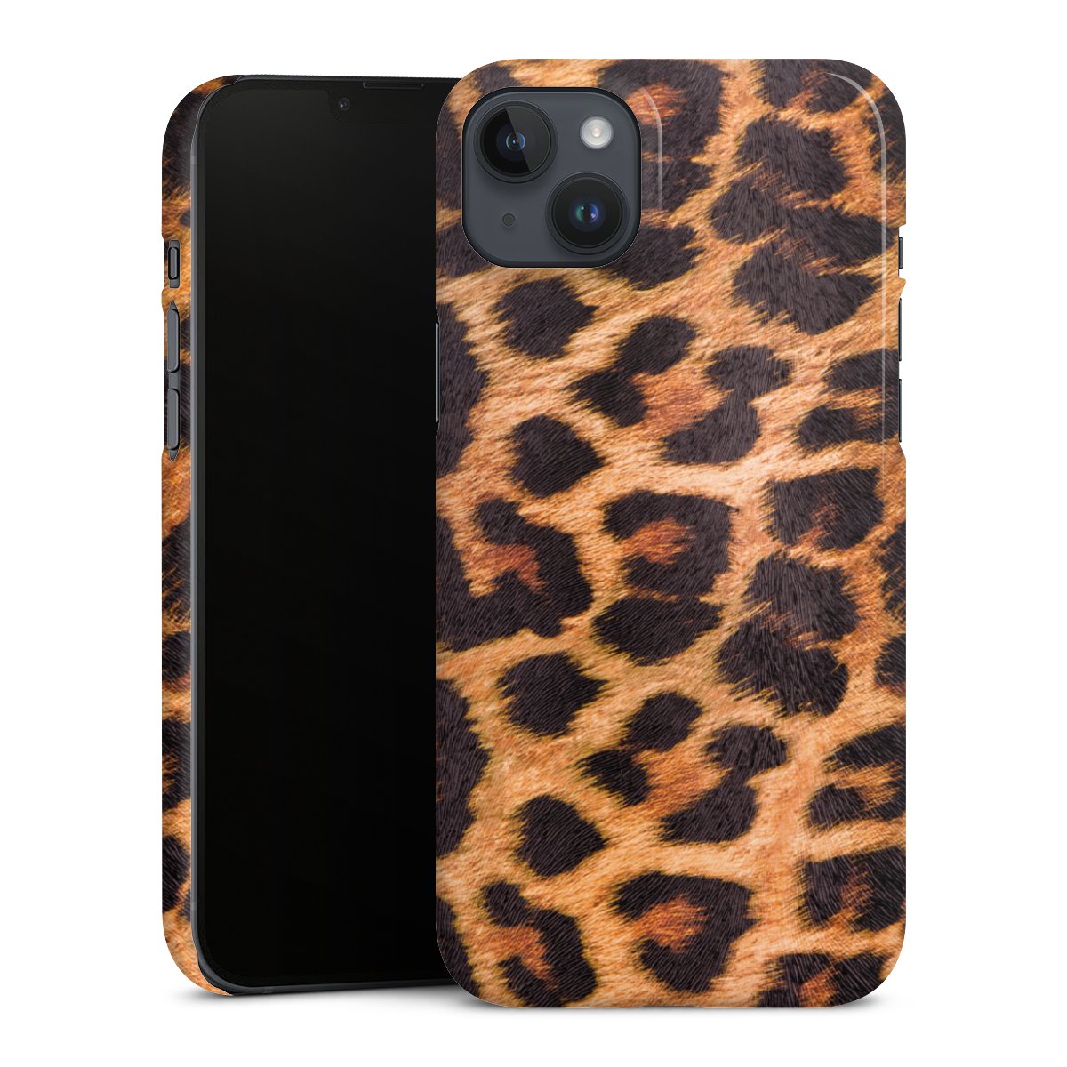 iPhone 14 Plus Handy Premium Case Smartphone Handyhülle Schutzhülle glänzend Leopard Fur Animal Print Premium Case