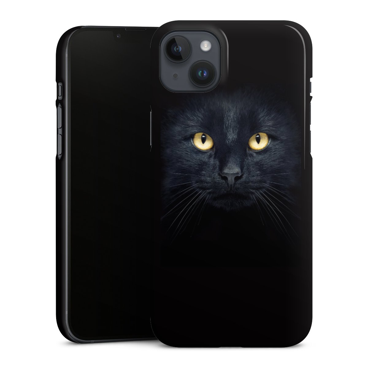 iPhone 14 Plus Handy Premium Case Smartphone Handyhülle Schutzhülle glänzend Black Eye Cat Premium Case