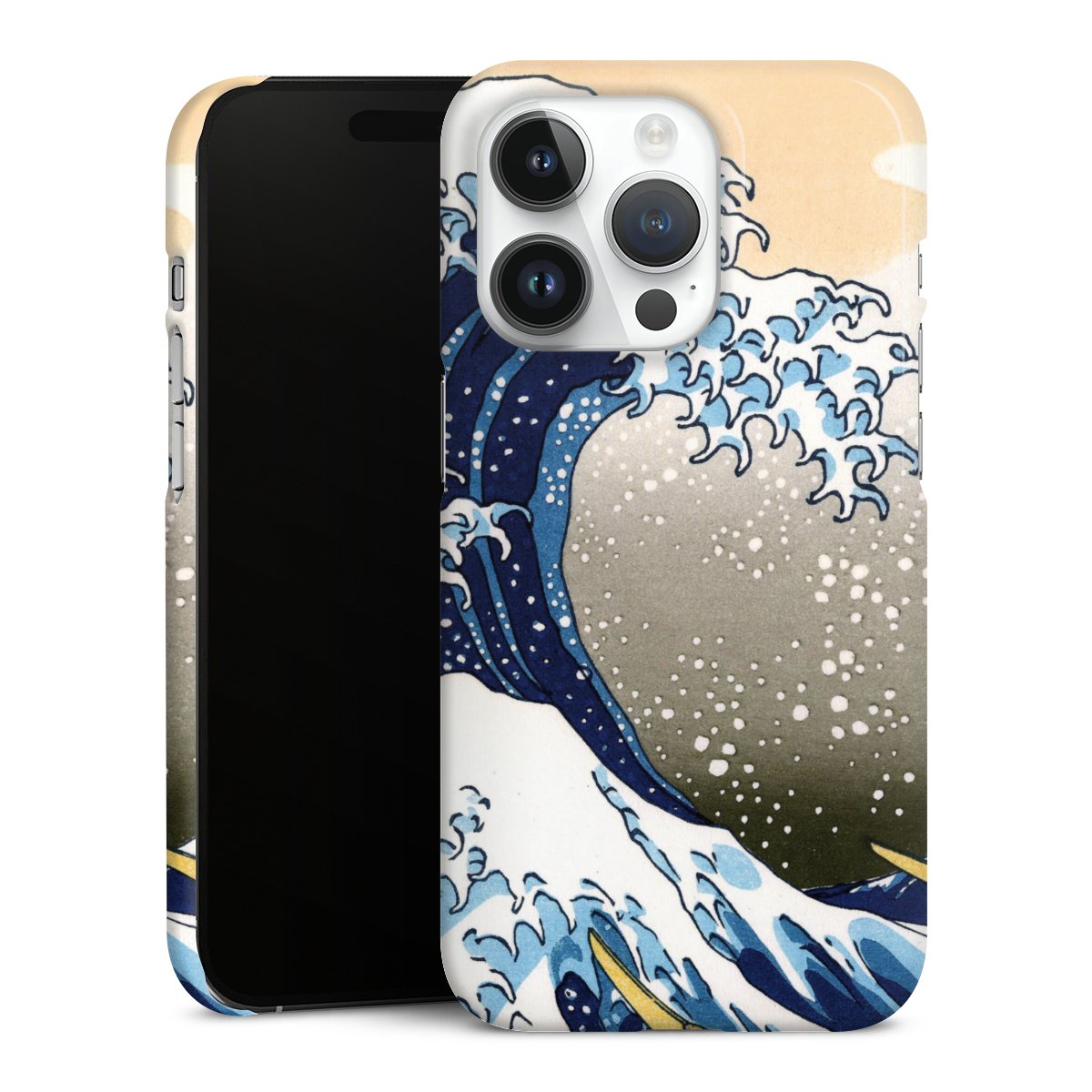 iPhone 14 Pro Handy Premium Case Smartphone Handyhülle Schutzhülle glänzend Kunst Katsushika Hokusai Die Große Welle Vor Kanagawa Premium Case