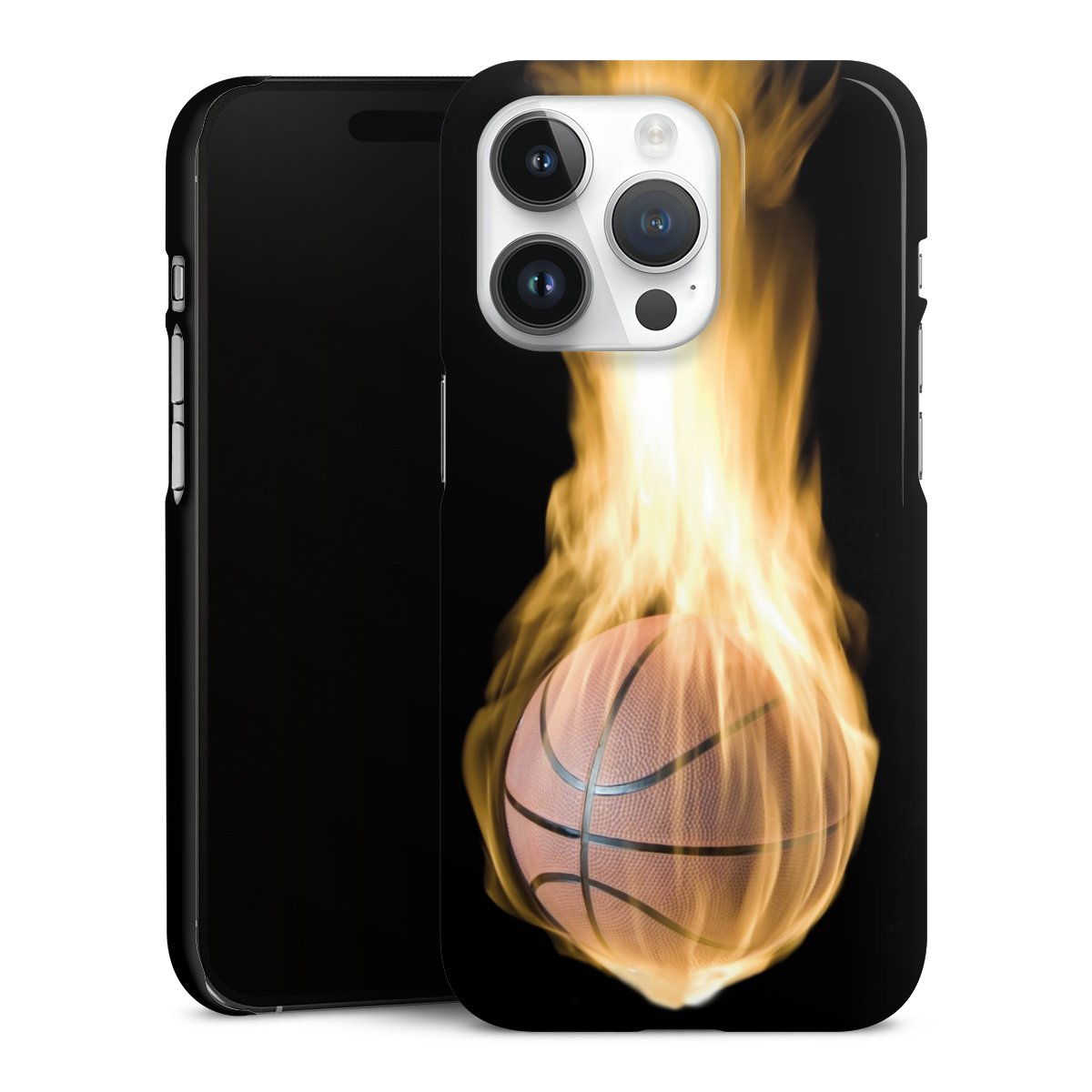 iPhone 14 Pro Handy Premium Case Smartphone Handyhülle Schutzhülle glänzend Basketball Sports Fire Premium Case