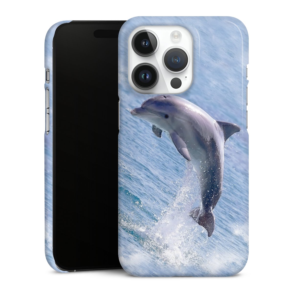 iPhone 14 Pro Handy Premium Case Smartphone Handyhülle Schutzhülle glänzend Dolphin Ocean Wale Premium Case