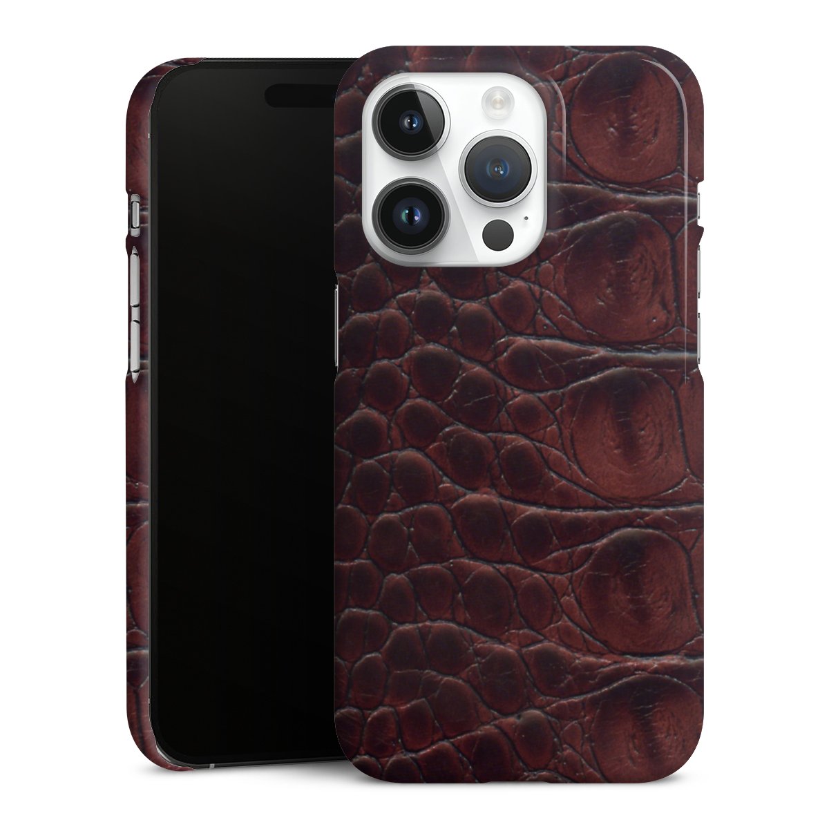 iPhone 14 Pro Handy Premium Case Smartphone Handyhülle Schutzhülle glänzend Crocodile Animal Print Leather Premium Case