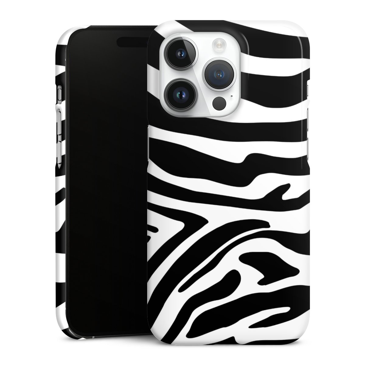 iPhone 14 Pro Handy Premium Case Smartphone Handyhülle Schutzhülle glänzend Zebra Animal Look Animal Print Premium Case