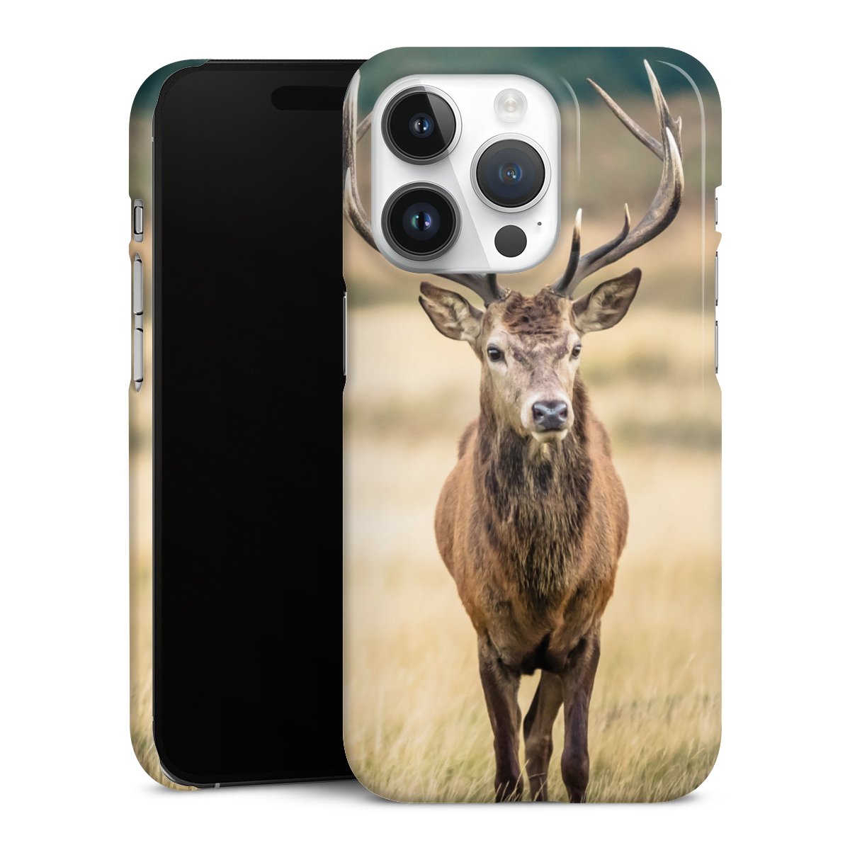 iPhone 14 Pro Handy Premium Case Smartphone Handyhülle Schutzhülle glänzend Deer Meadow Forrest Premium Case