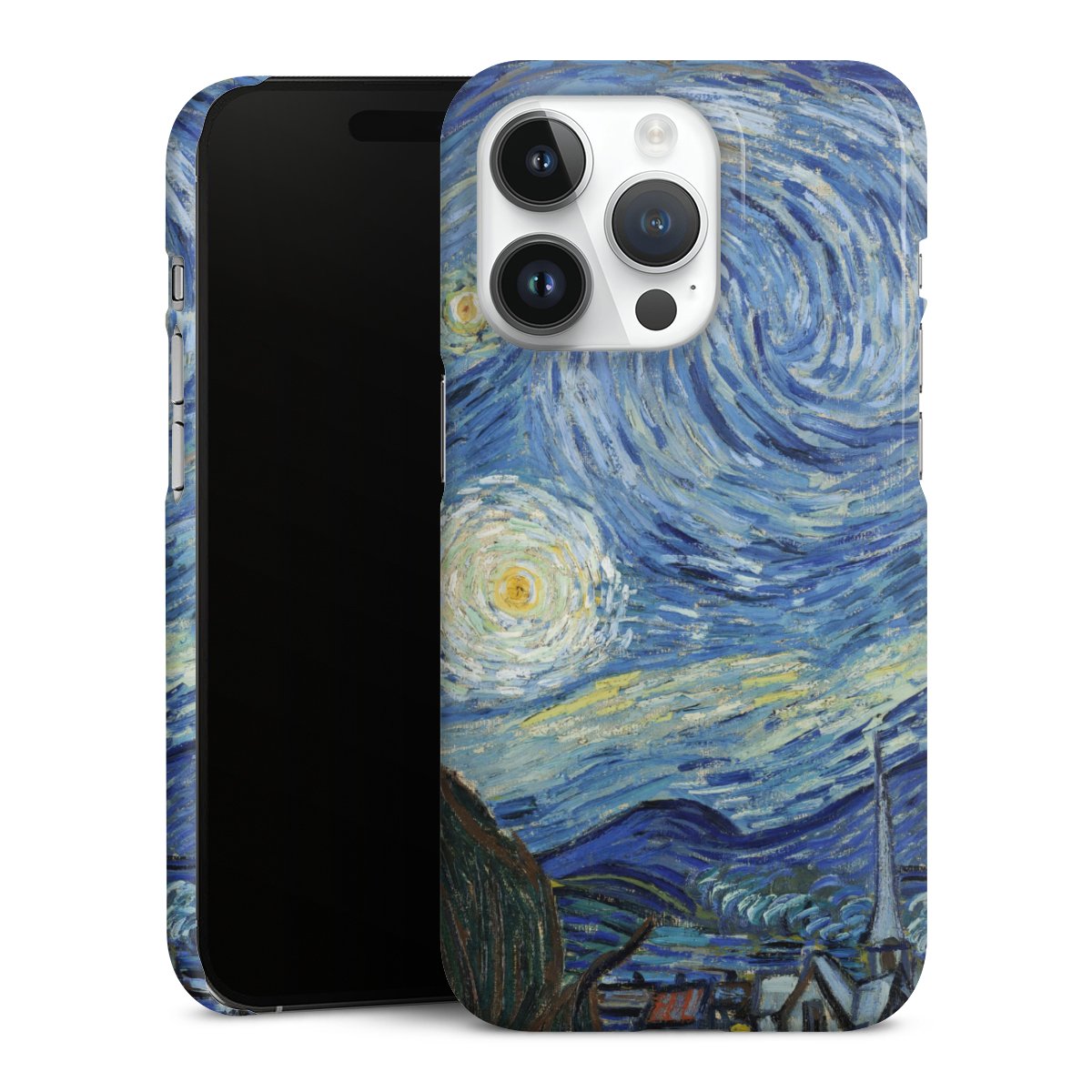 iPhone 14 Pro Handy Premium Case Smartphone Handyhülle Schutzhülle glänzend The Starry Night Kunst Vincent Van Gogh Premium Case