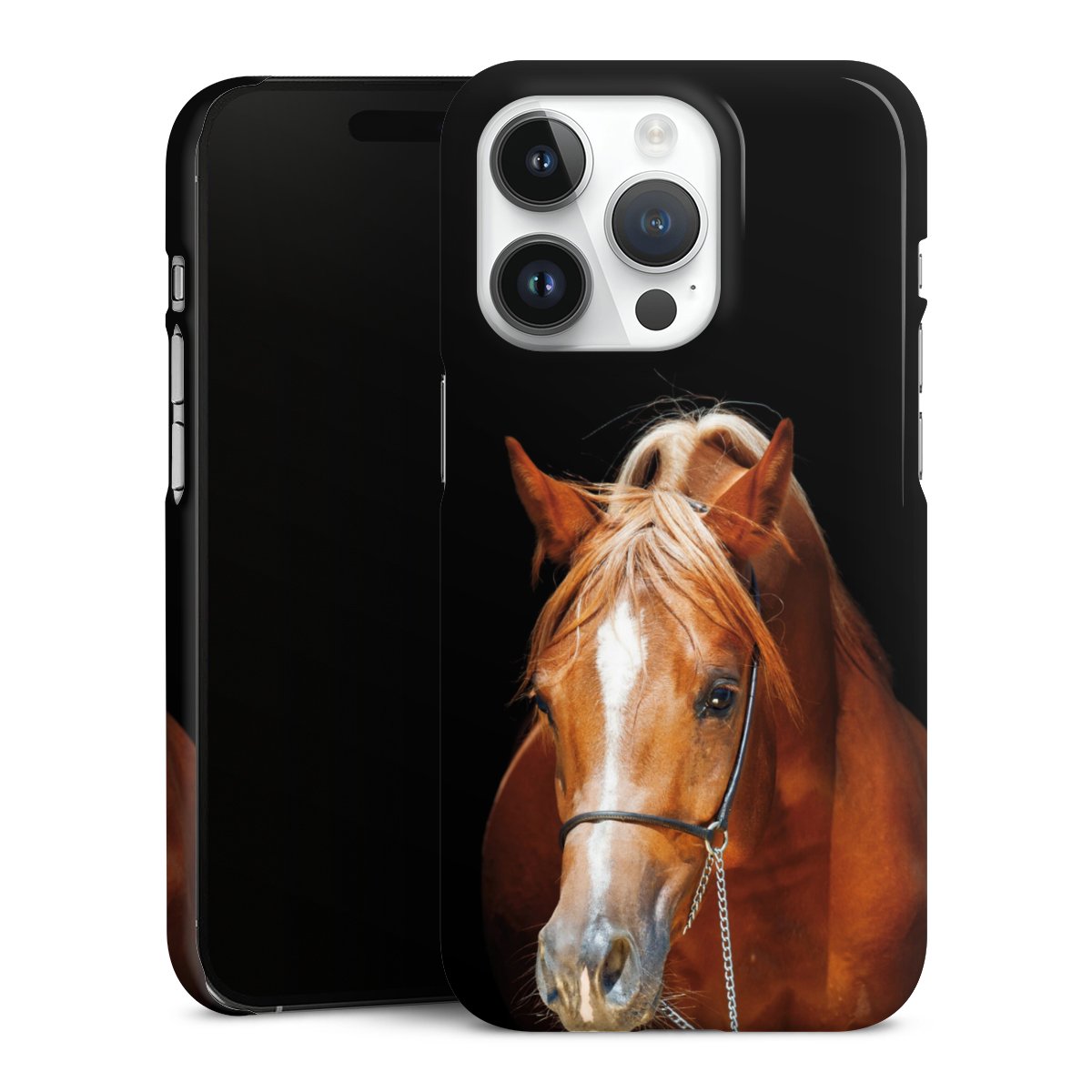 iPhone 14 Pro Handy Premium Case Smartphone Handyhülle Schutzhülle glänzend Mare Horse Hobby Premium Case