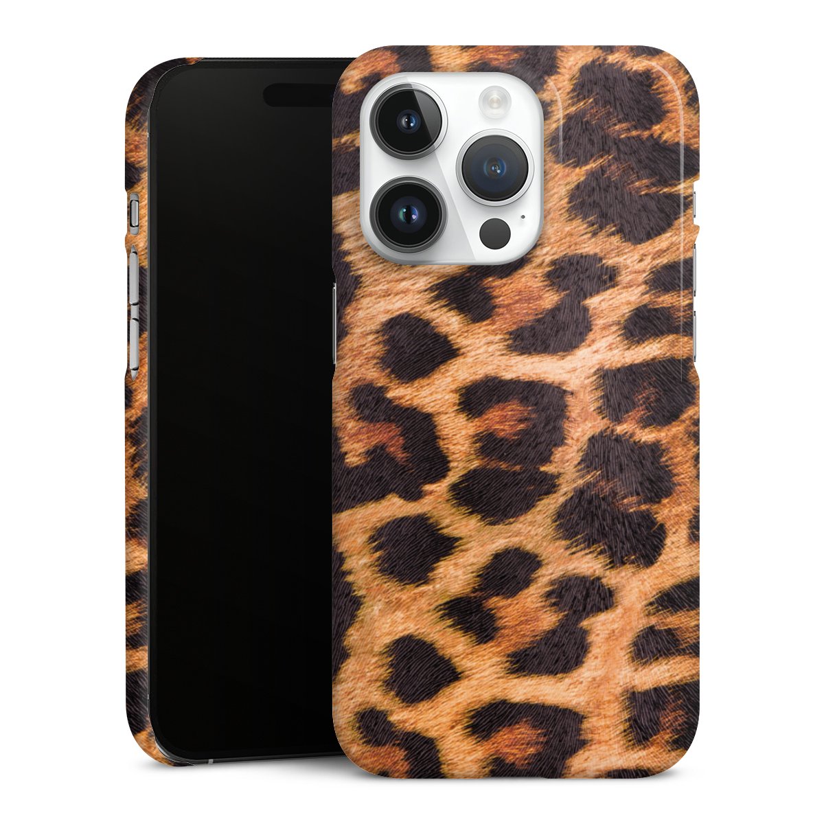 iPhone 14 Pro Handy Premium Case Smartphone Handyhülle Schutzhülle glänzend Animal Print Leopard Fur Premium Case